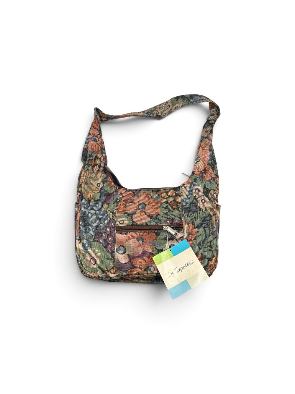 Vintage 1990s Le Tapestrie Floral Tapestry Hobo Shoulder Bag Purse NOS